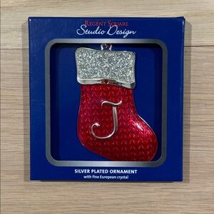 Regent Square Studio Design Letter J Collectible Ornament Silver Plated NIB